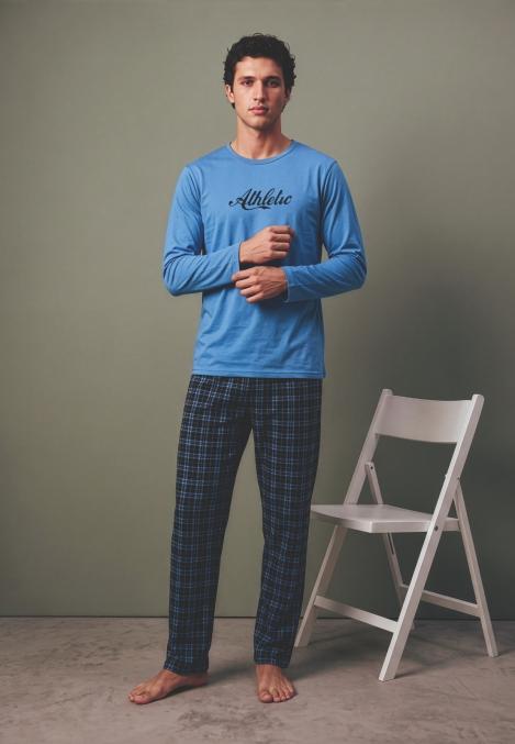 Pijama barbati Serena cu maneca lunga si pantalon lungi ,Engros